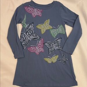 Tea Collection Blue Dress with Colorful Butterflies